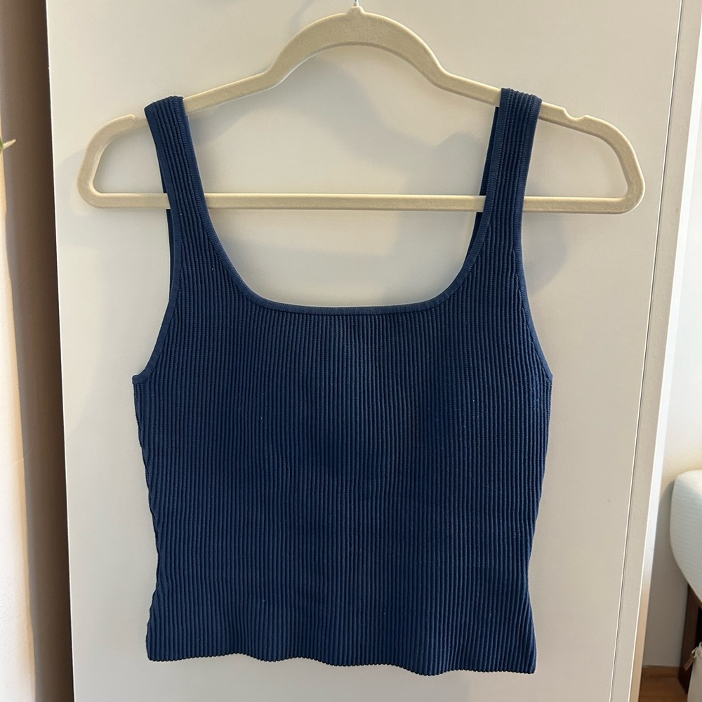 Aritzia Babaton Sculpt Knit Squareneck Tank Navy Small